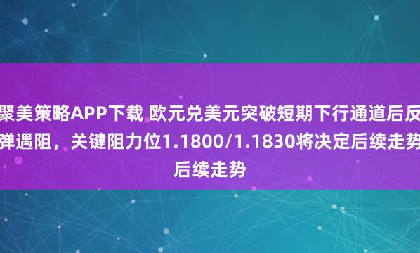 聚美策略APP下载 欧元兑美元突破短期下行通道后反弹遇阻，关键阻力位1.1800/1.1830将决定后续走势